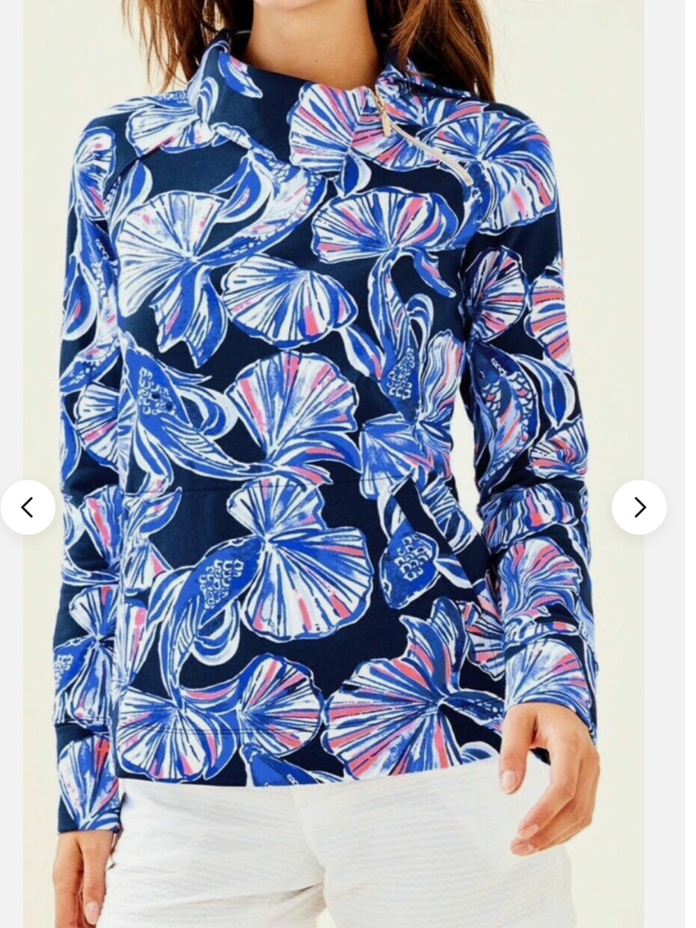 Lilly Pulitzer Booker Popover UPF 50+ Bright Navy In Reel Life Size Medium